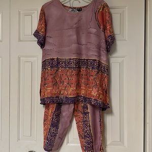Zebra purple & orange ladies two piece SZ M set